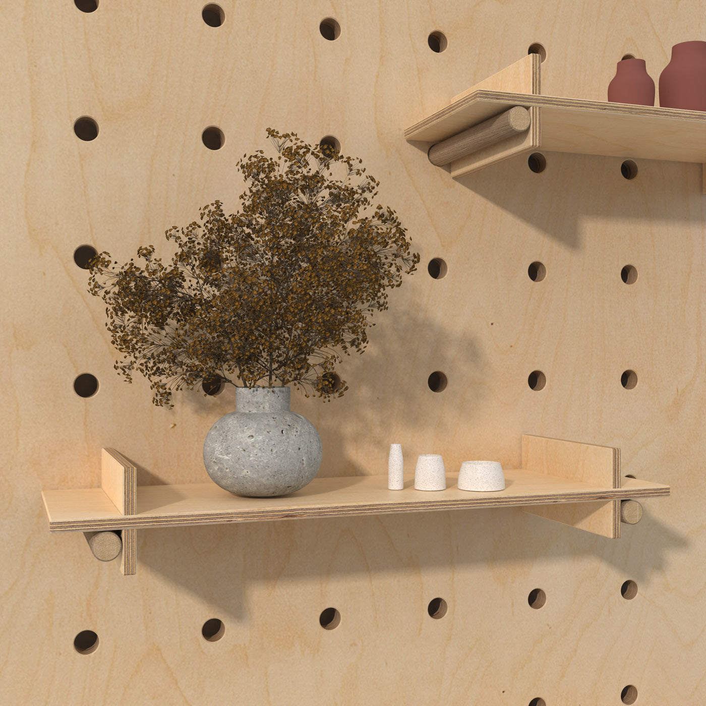 30x18 Modern Pegboard outlet with Stand, 3 Shelves and 9 Pegs